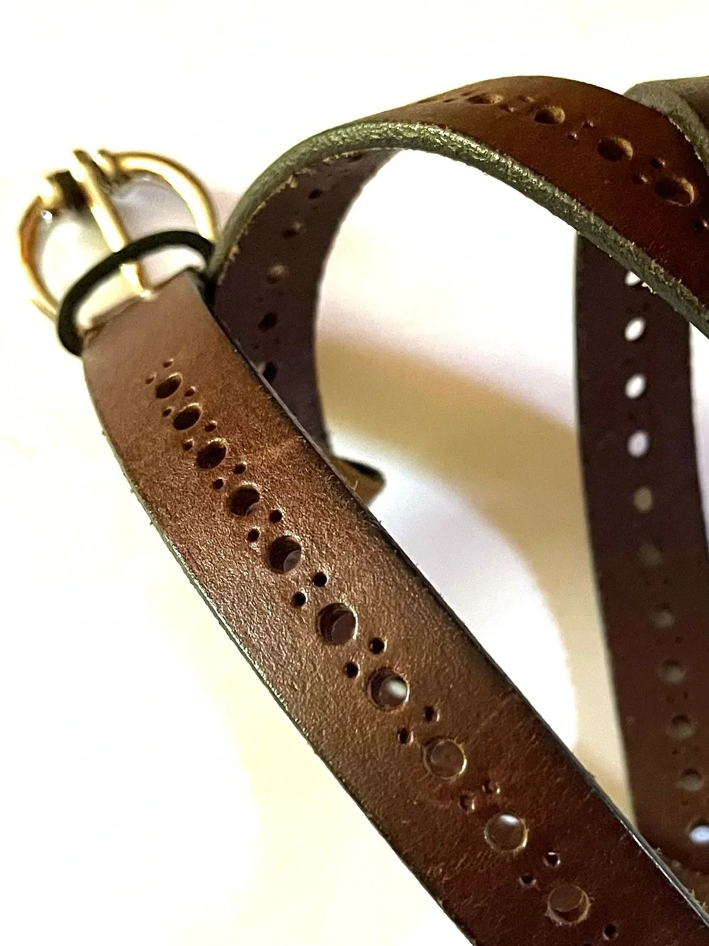 Massimo Dutti Brown Perforated Leather Belt